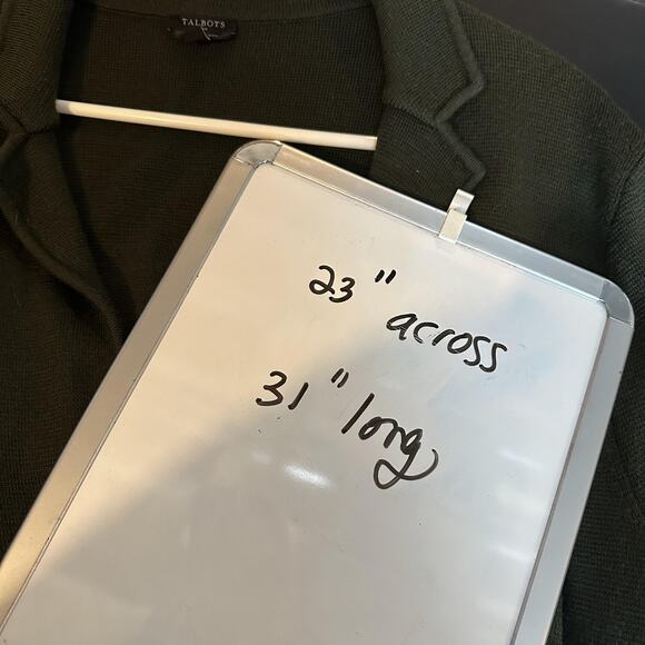 Talbots Blazer Womens 2X Dark Green Pure Merino Wool Knit Sweater Jacket Plus - Picture 8 of 8